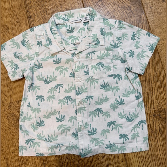 2 Janie & Jack Button Down Shirts Flamingos Palm Tree Boys Poplin Shirts 18-24 - Picture 4 of 6